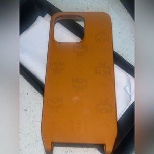 MCM Cognac phone case necklace for iPhone.